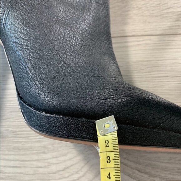 REISS Black Pointed Toe Leather Heeled Ankle Boots - Picture 11 of 11